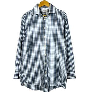 Charles Tyrwhitt Checker Dress Shirt Long Sleeve Button Up Casual Blue - 16 / 33